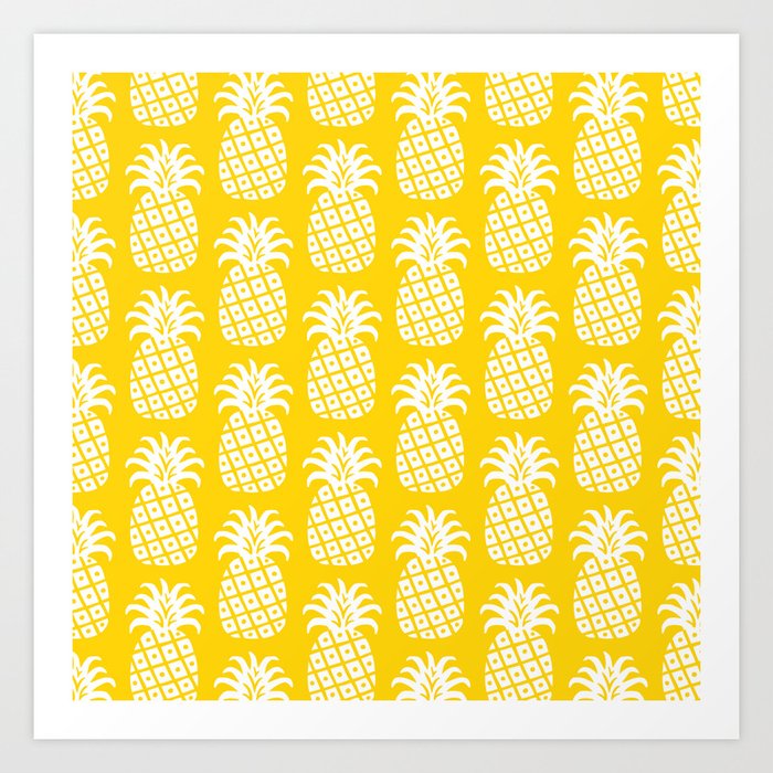 Mid Century Modern Pineapple Pattern Yellow Art Print