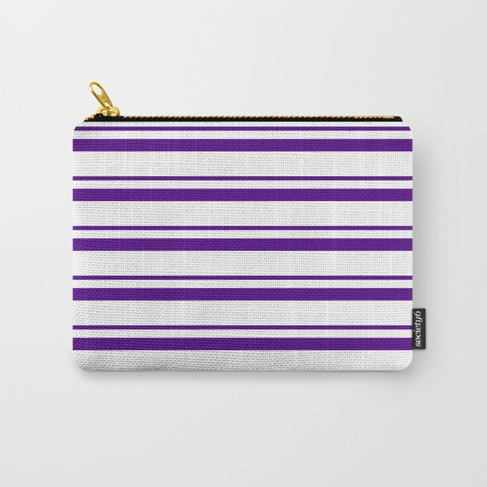 Indigo and White Colored Lines Pattern Carry-All Pouch