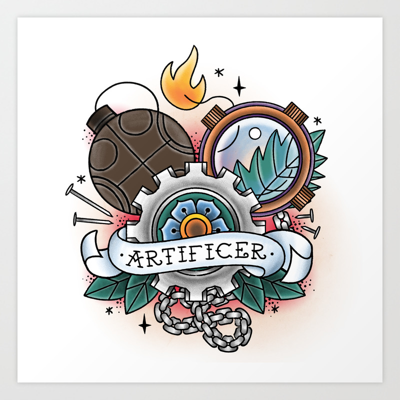 Artificer Vintage D D Tattoo Art Print By Davidmackenzie Society6