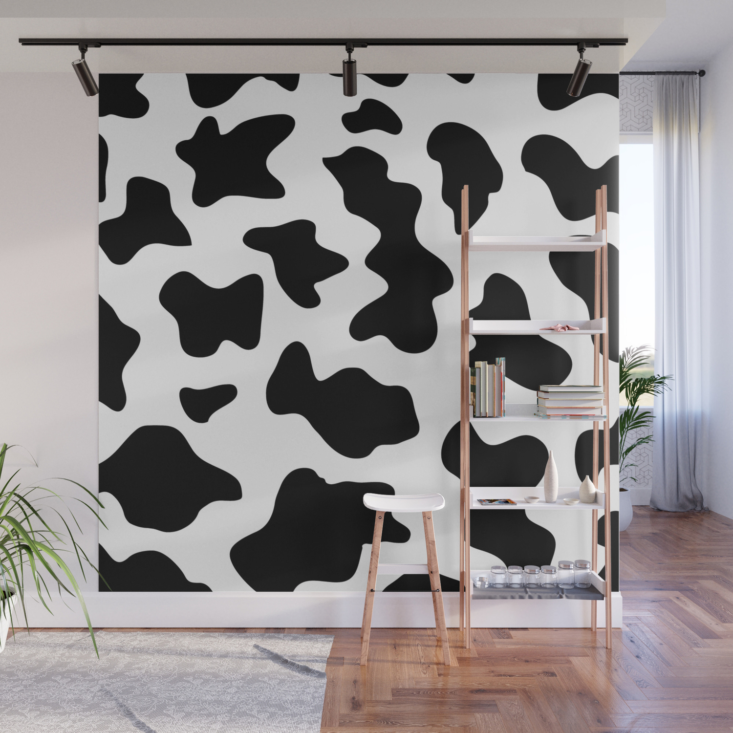 black and white ranch farm animal cowhide western country cow print Wall  Mural by chicelegantboutique | Society6