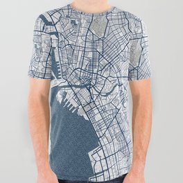 Manila City Map of Philippines - Coastal All Over Graphic Tee