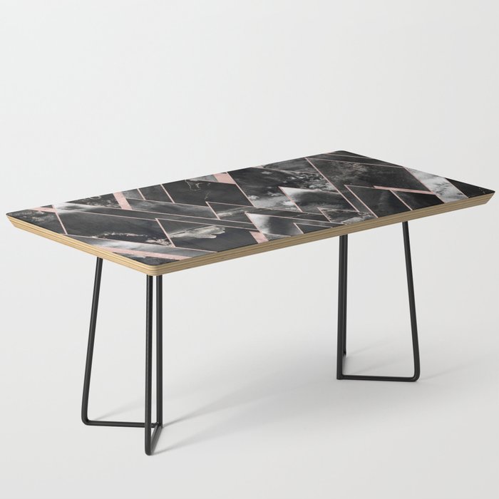 Mountains of Rose Gold - Geometric Midnight Black Coffee Table