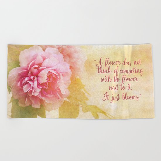 Pink Rose Beach Towel