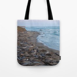 Elephant seals beach Tote Bag