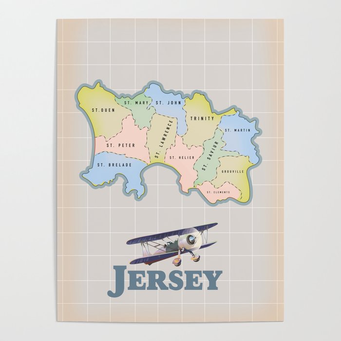 Jersey Vintage map Poster