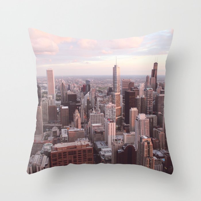 Downtown Chicago Skyline, Fine Art Photography Throw Pillow