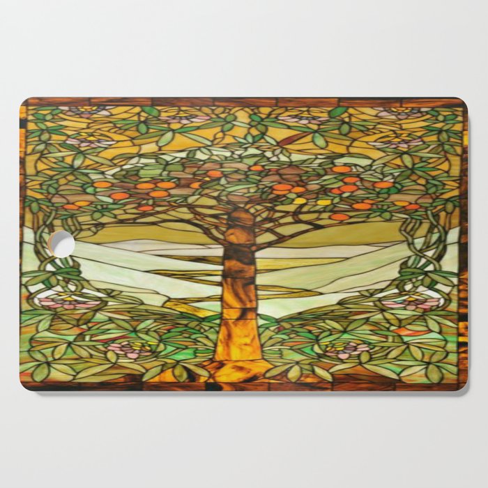 Louis Comfort Tiffany - Stained glass. Tree of life Cutting Board