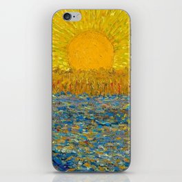 Van Gogh Sunrise over golden fields of wheat; Provence, France landscape painting iPhone Skin