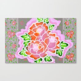 Neon Rose Lace Pattern Canvas Print
