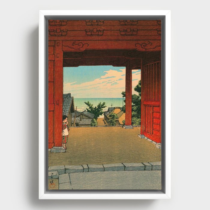 Tamon Temple at Hamahagi BY Kawase Hasui Framed Canvas