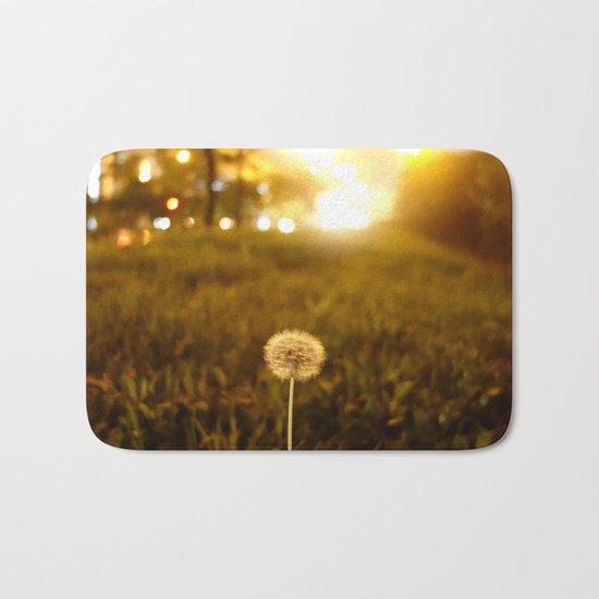 Golden Dandelion Sunset Bath Mat