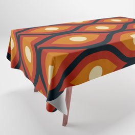 Groovy Abstract Colorful Retro Pattern - Red and Orange Tablecloth
