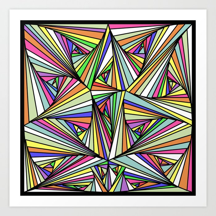 Multi Colored Line Drawing Illusion Art Print
