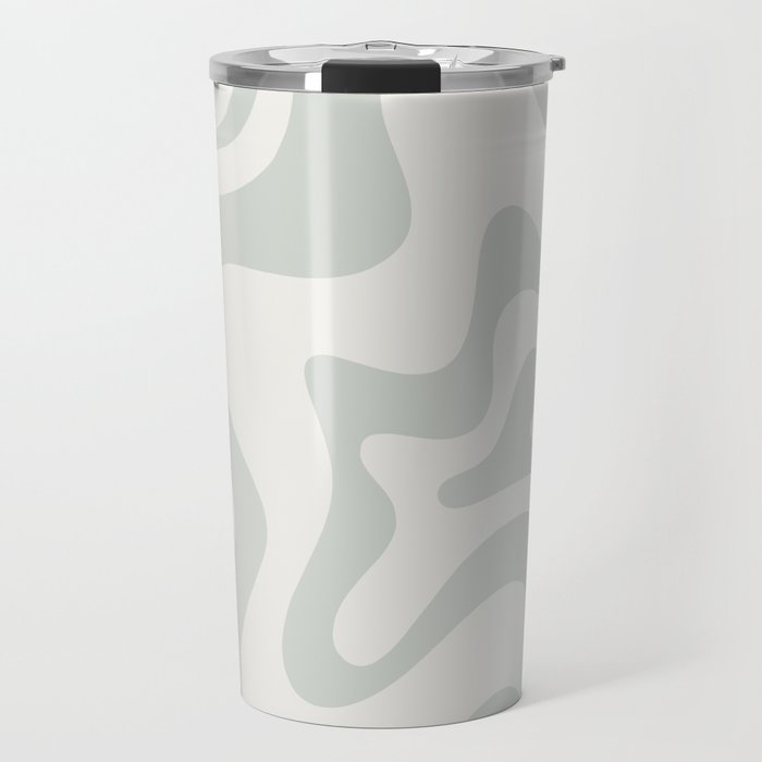 Liquid Swirl Abstract Pattern in Pale Stone and Light Silver Sage Gray Travel Mug
