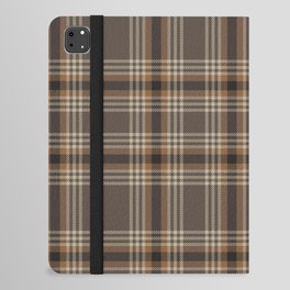 Brown Ombre Plaid Tartan Textured Pattern iPad Folio Case