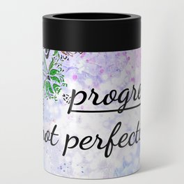 Progress, not perfection! Inspirational quote and affirmation with mandala frame Can Cooler
