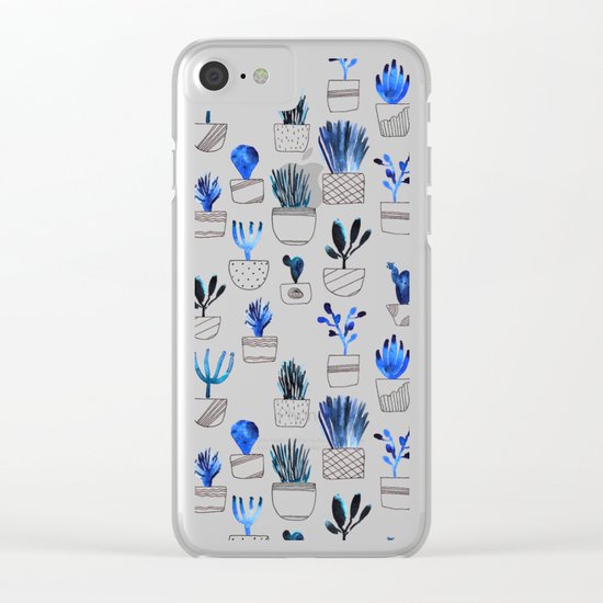 Blue cacti Clear iPhone Case