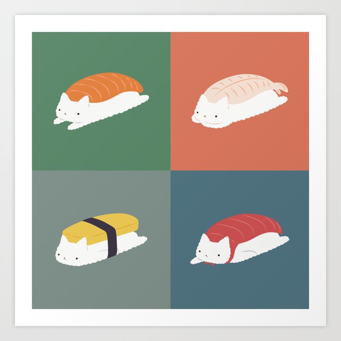 Sushi Cat 2x2 Art Print