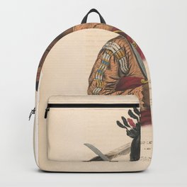 Mon-ka-ush-ka a Sioux chief, Vintage Print Backpack | Poster, Historic, Vintage, Antique, History, Portrait, Art, Man, Engraving, Artwork 