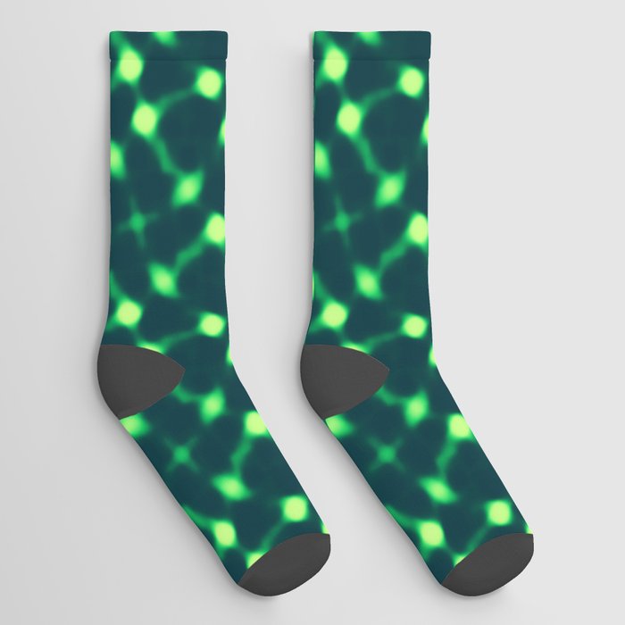 Fluorescent Green Lights Seemless Pattern Design Socks