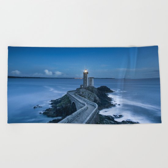 Lighthouse blue Beach Towel