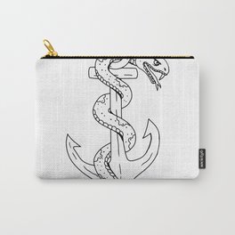 Rattlesnake Coiling on Anchor Drawing Carry-All Pouch | Rattlesnake, Reptile, Coil, Sketch, Angry, Illustration, Graphicdesign, Scratched, Coiling, Snake 