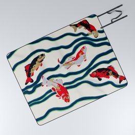 Art Nouveau Fish Picnic Blanket