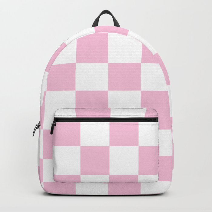 Pale Pink Checkerboard Pattern Palm Beach Preppy Backpack by Cafe