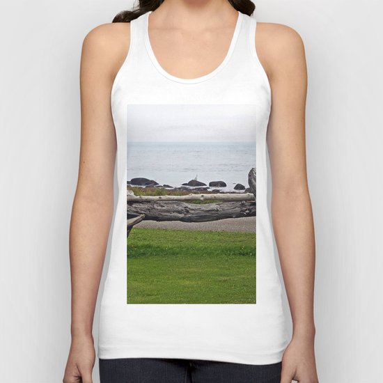 Driftwood Fence and the Sea Unisex Tank Top