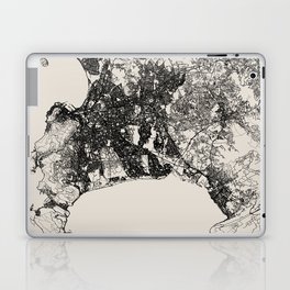 South Africa, Cape Town - Black and White City Map Drawing Laptop Skin