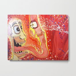 Tongue Man Metal Print | Trip, Psychedelic, Strange, Weird, Shrooms, Colorful, Odd, Portrait, Tongue, Cartoon 