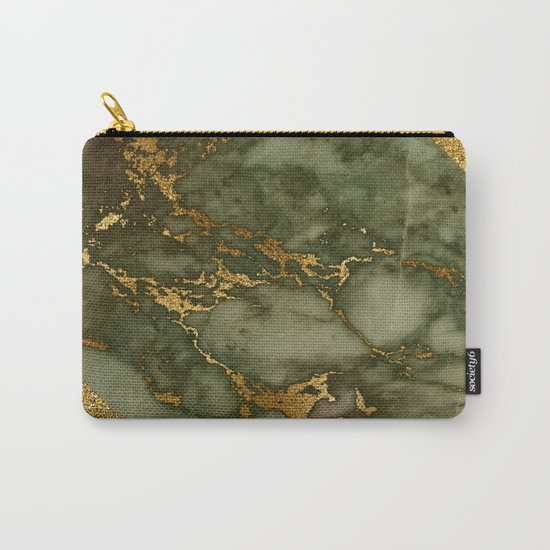 Green Marble with Gold and Glitter I Carry-All Pouch