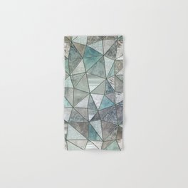 Teal And Grey Triangles Stained Glass Style Hand & Bath Towel