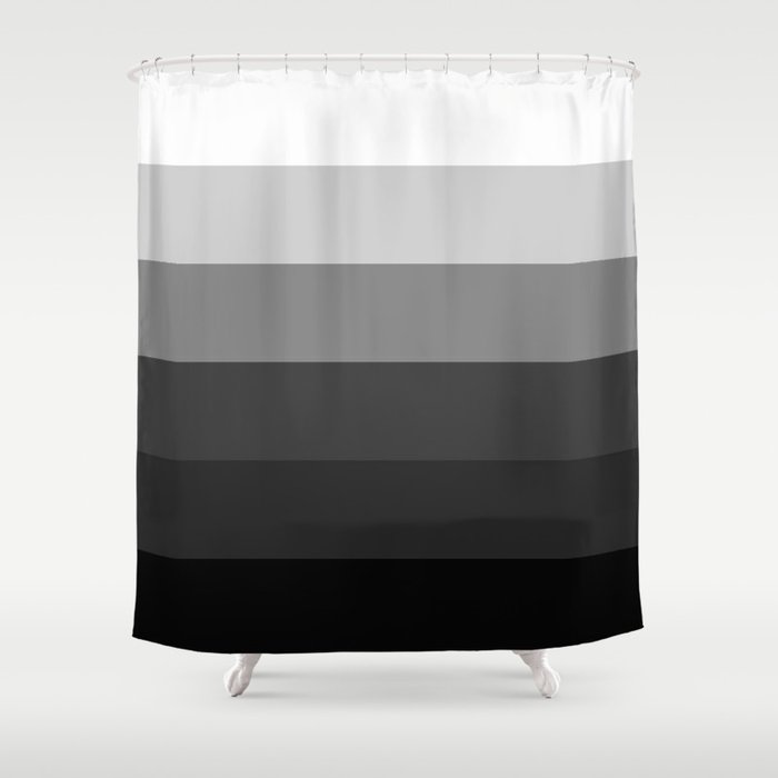 White Gray Ombre Stripes Shower Curtain, Gray White Striped Shower Curtain