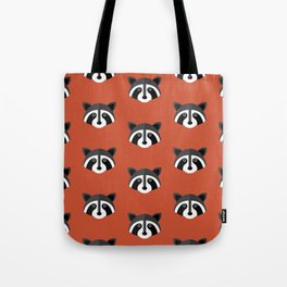 Raccoon faces on red Tote Bag