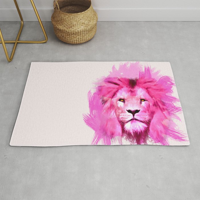 A pink lion looked at me Rug