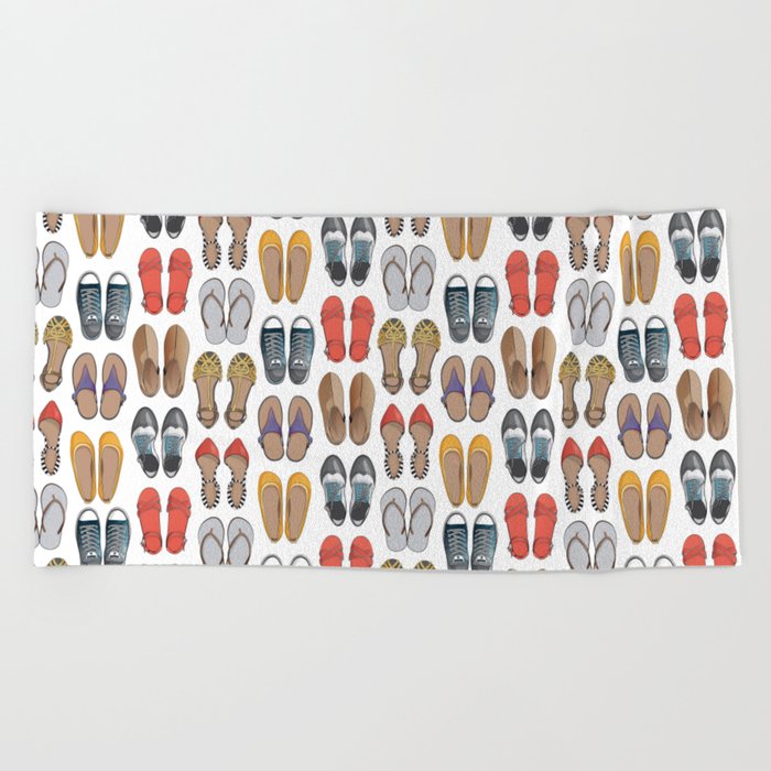 Hard choice // shoes on white background Beach Towel