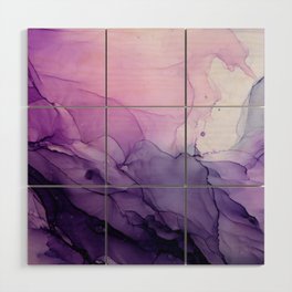 Purple Amethyst Crystal Inspired Abstract Flow Painting Wood Wall Art
