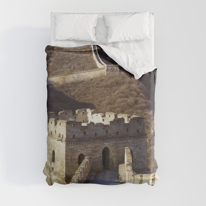 China Photography - The Great Wall Of China By The Grassy Mountain Duvet Cover