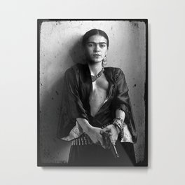 Frida Kahlo The Gun Art Mexican Metal Print