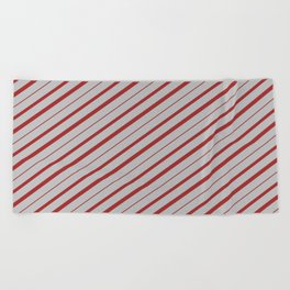 [ Thumbnail: Grey and Brown Colored Lines/Stripes Pattern Beach Towel ]