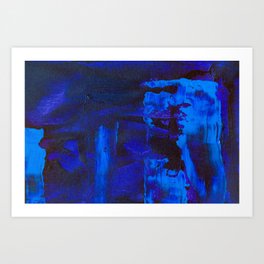 Dark Blue Abstract Painting Art Print