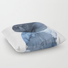 Mid Century Modern Abstract Art Round Shapes Navy Blue Floor Pillow