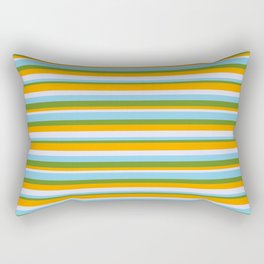 [ Thumbnail: Sky Blue, Green, Orange, and Lavender Colored Lines Pattern Rectangular Pillow ]