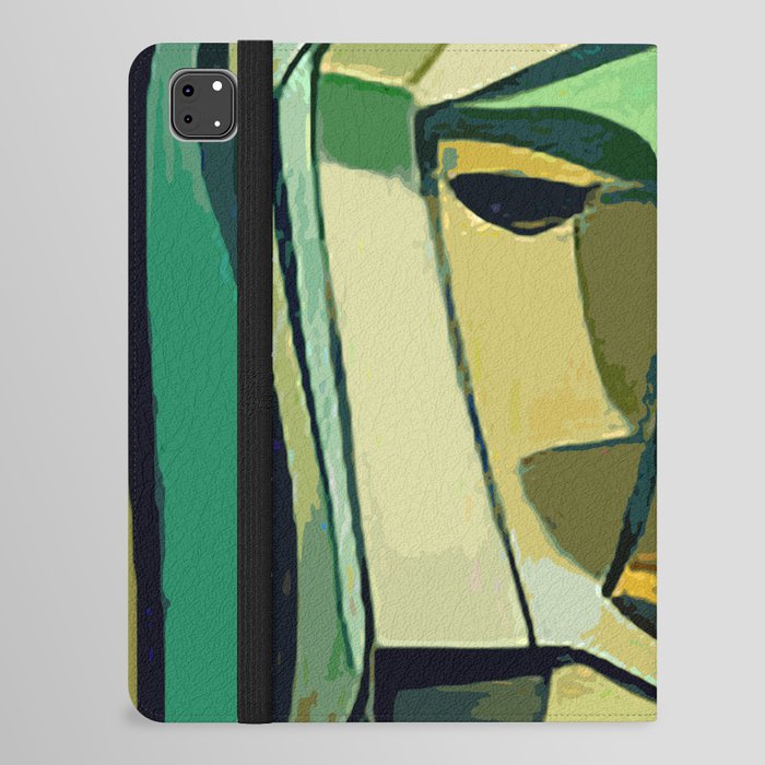 Hip cool Modern Abstract Cubist Portrait of a Girl iPad Folio Case
