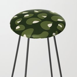 Abstract Seamless Leopard Print Pattern - Dark Olive Green and Cosmic Latte Counter Stool