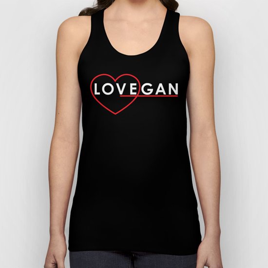 Lovegan (Love Vegan), on black Unisex Tank Top