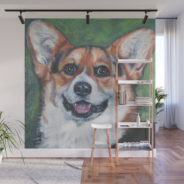 Pembroke Welsh Corgi Dog Portrait Painting By L A Shepard Fine Art Wall Mural By Thedoglover Society6