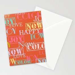Enjoy The Colors -  Colorful modern abstract pattern on Coral Rose color                             Stationery Card