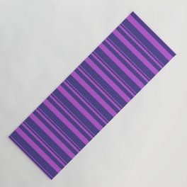 [ Thumbnail: Orchid and Dark Slate Blue Colored Lines Pattern Yoga Mat ]